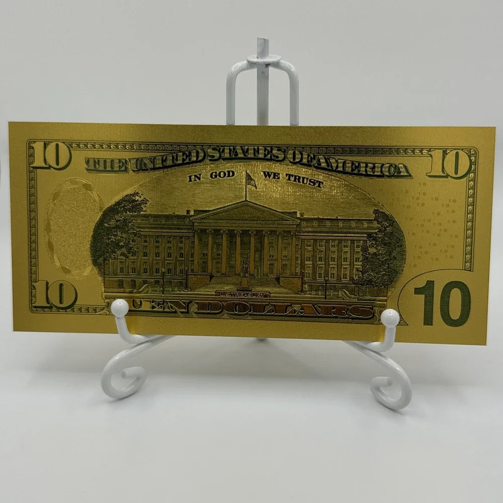 $10 Ten Dollar Hamilton Bill Gold Banknote - Novelty Collectable Only